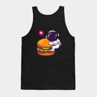 Cute Astronaut Hug Burger Cartoon Tank Top